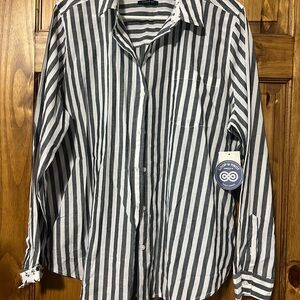 Lucky Brand Black and White Striped Women's Button Down Shirt